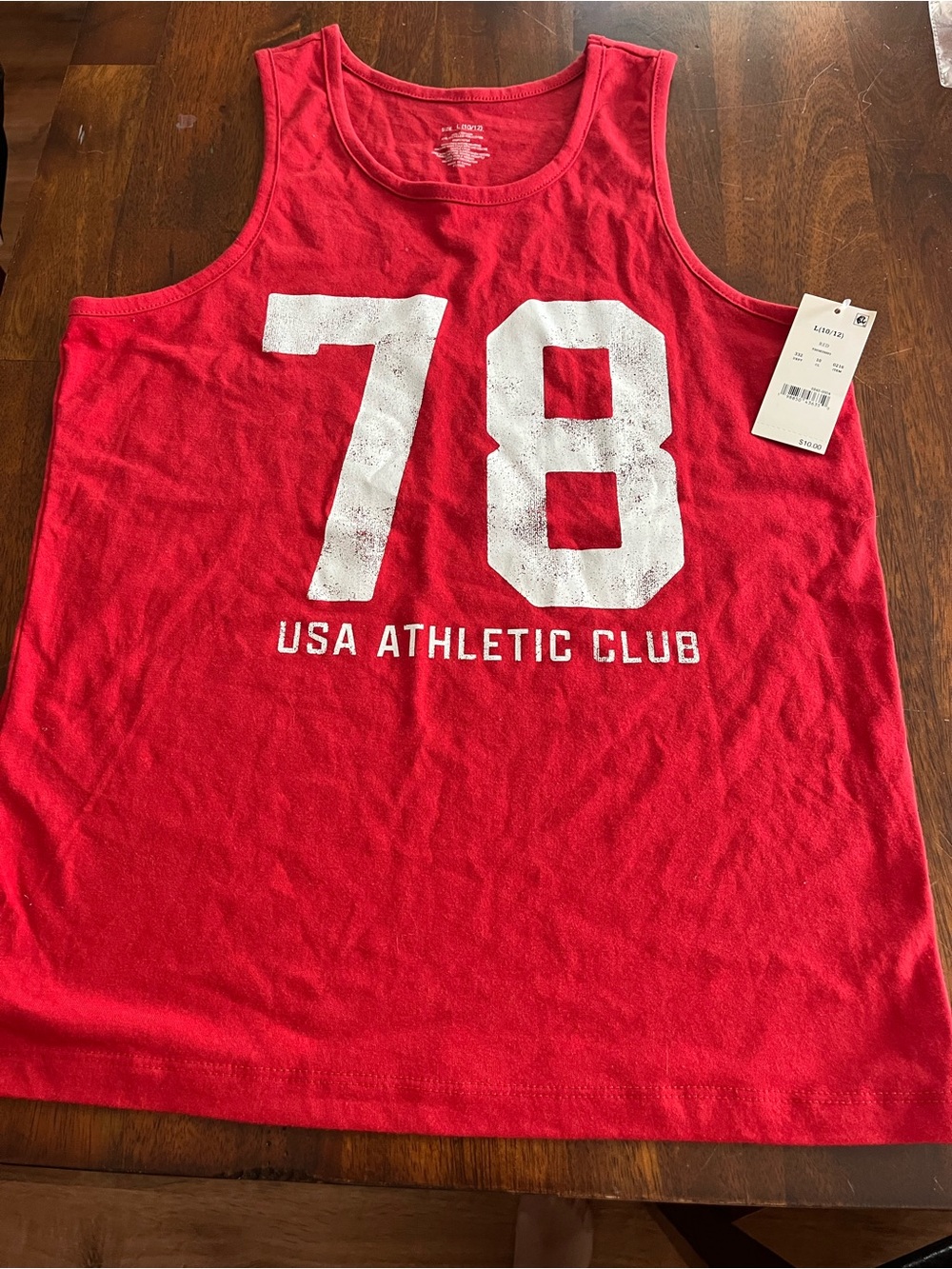 USA Athletic Club Red Tank Top with 78 Graphic. kids tank